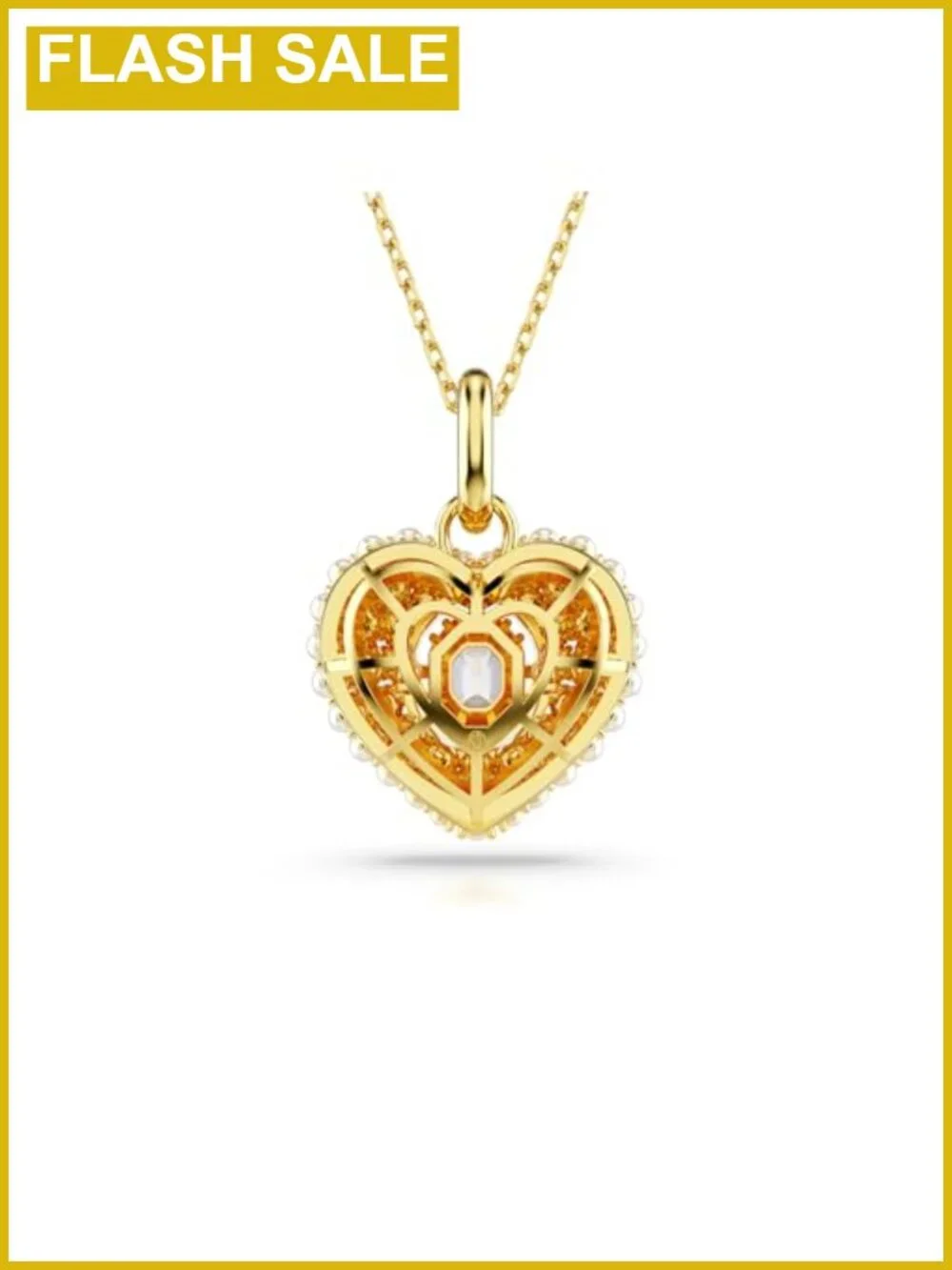 Swarovski Hyperbola Crystal Heart Pendant Necklace Gold-Tone